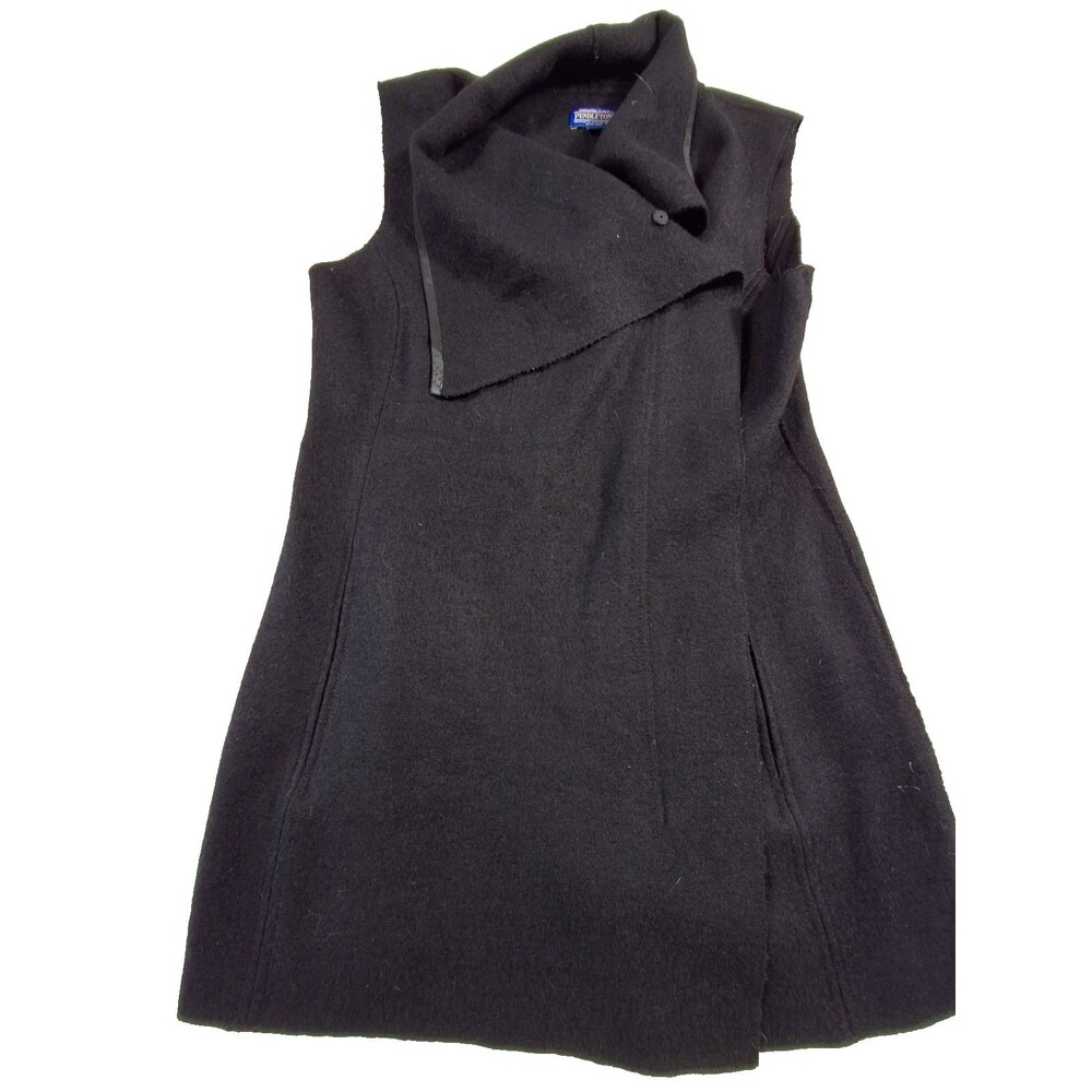 Pendleton Women's Wool Vest Duster Black Sleeveless Coat Size M - Picture 2 of 14